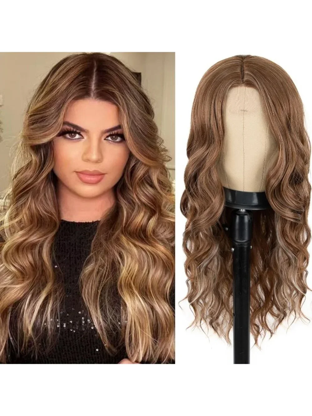 Women's Ginger Brown 26 Inch Charming Middle Part Heat Resistant Fiber Wigs